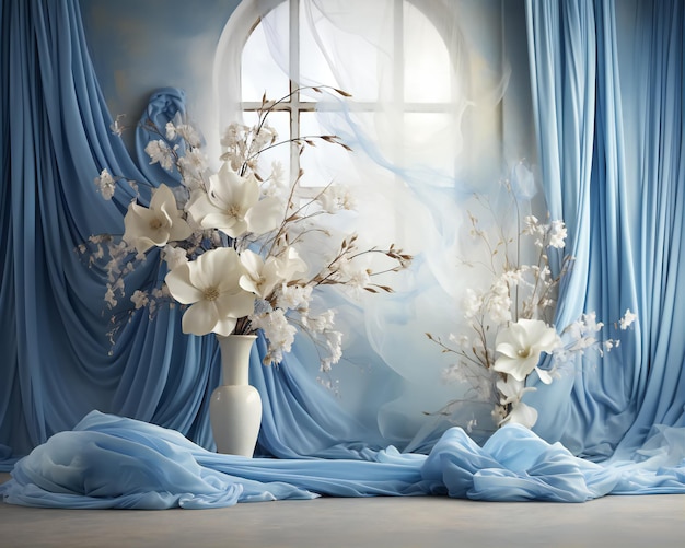 Camera floreale abile classica blu