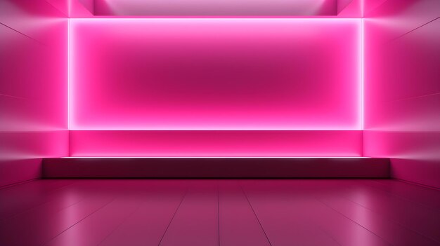 Camera geometrica vuota in fucsia Colori con bella illuminazione Sfondio futuristico