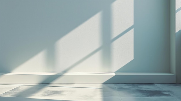 Camera vuota con luce solare e ombra sulla parete rendering 3D