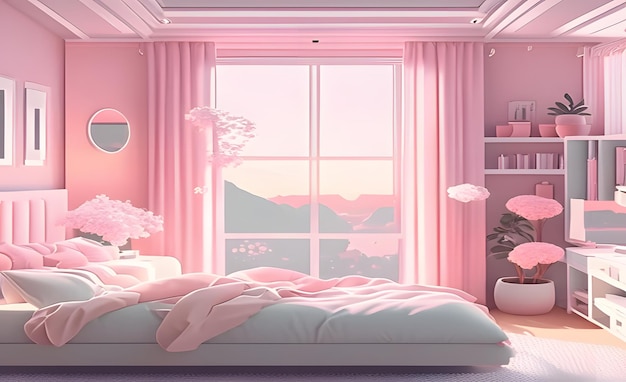 Cameretta Lofi Estetica Rosa