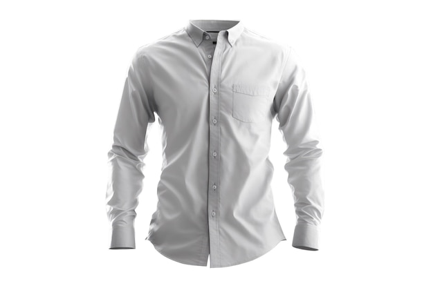 Camicia bianca con bottoni su sfondo trasparente isolato Png Mockup AI generativa