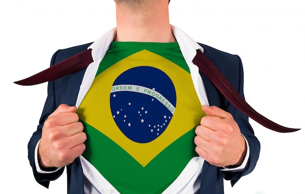 Camicia da uomo d&#39;affari per rivelare la bandiera del Brasile