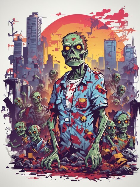 Camicia Design Stile Zombie Stile Colore Vubrant