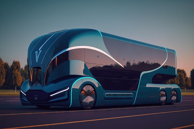 Camion bus futuristico con consegna automatica del pilota automatico