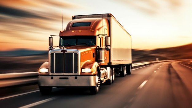 camion che guida ad alta velocità in autostrada