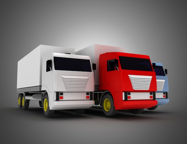 Camion con contenitore. Illustrazione 3D