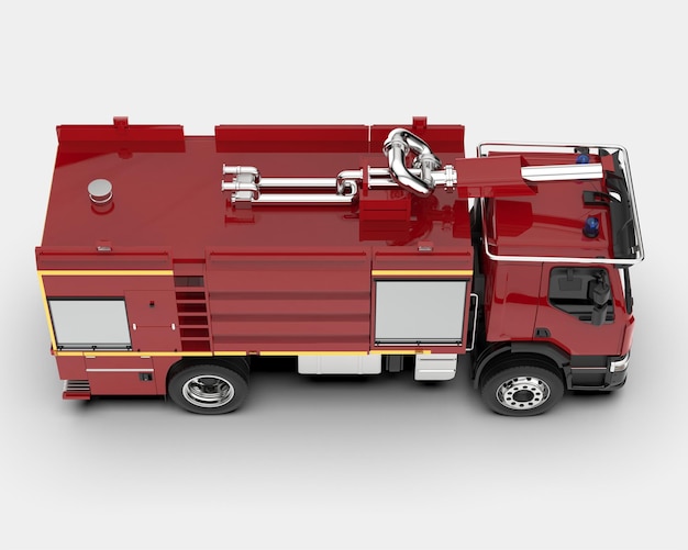 Camion dei pompieri isolato su sfondo 3d rendering illustrazione