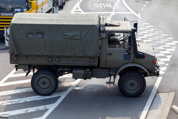 Camion dell'esercito belga a Liegi