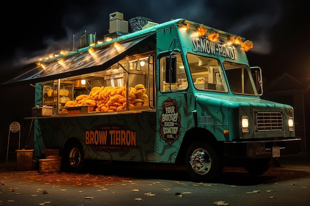 camion di cibo di halloween generato dall'intelligenza artificiale