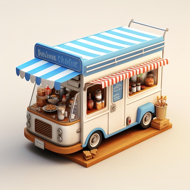 Camion di cibo isometrico in miniatura