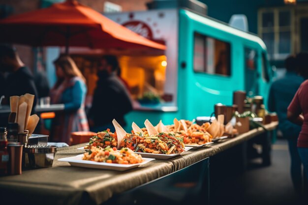 Camion di cibo per strada che serve le persone