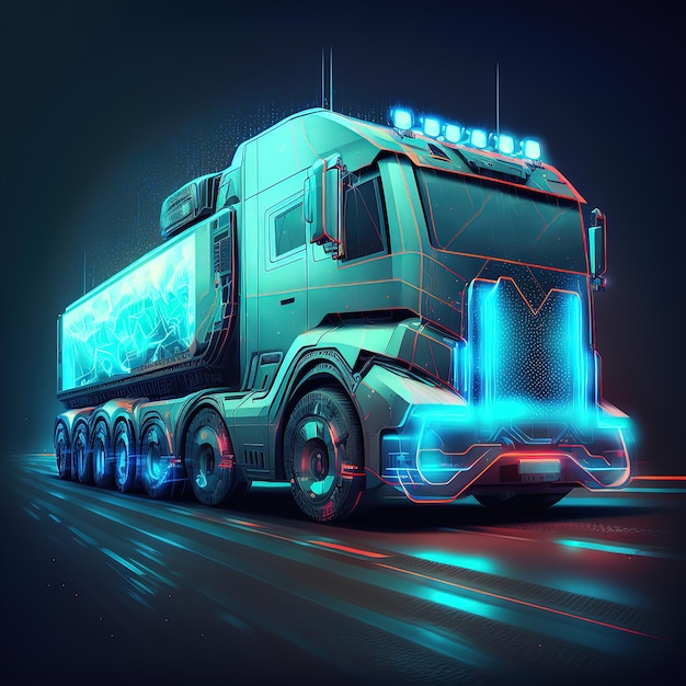 Camion intelligente autonomo L'intelligenza artificiale dei veicoli senza pilota controlla il camion autonomo