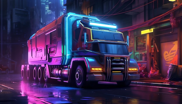 Camion nella città di notte