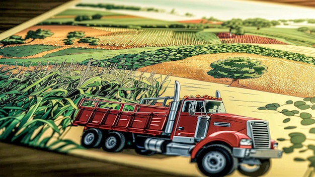 camion per la raccolta degli agricoltori nel campo