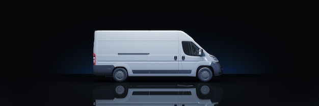 Camion Spedizione veloce nel rendering 3d di sfondo scuro