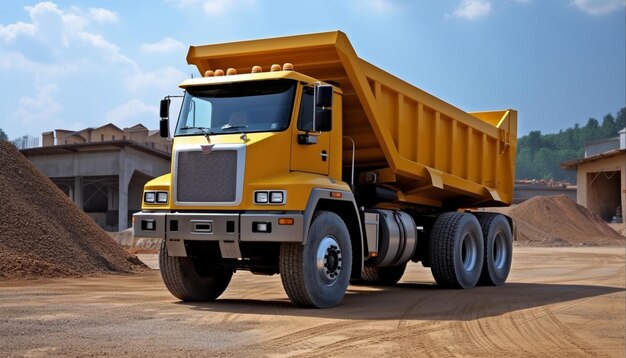 Camioncino di scarico anteriore al cantiere