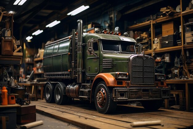 Camioncino pesato sulla scala del garage AI