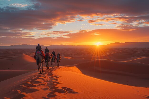 Cammello su una bellezza dune di sabbia nel deserto bellissima vista