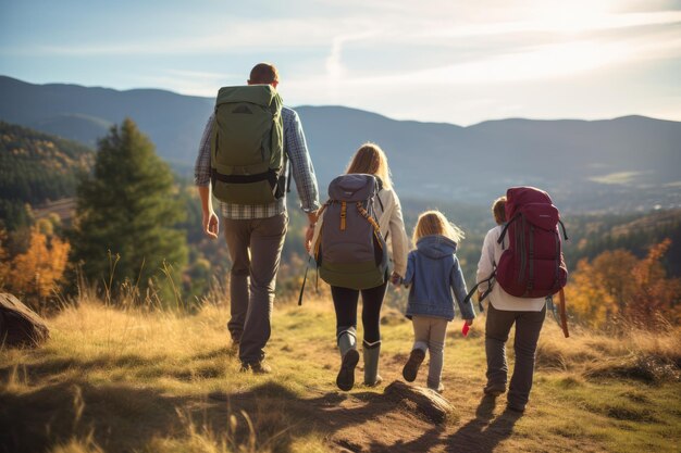 camminare in famiglia o fare altre attività all'aperto insieme