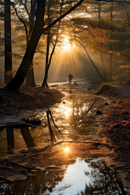 Camminata mattutina croccante in autunno