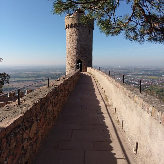 Cammino che porta al muro di pietra
