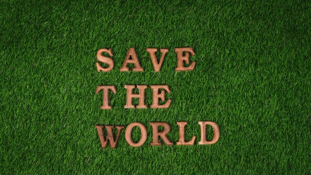 Campagna di sensibilizzazione ecologica per il messaggio della vetrina del concetto della Giornata della Terra organizzato in Save Earth su sfondo verde biofilo Idea di concetto di governance sociale ambientale per un futuro sostenibile e più verdeGyre