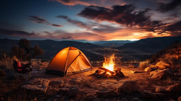 Campeggiare sotto le stelle nel deserto