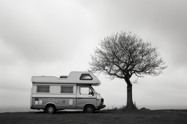 Campeggio nel campo di una casa mobile Campeggio in un camper