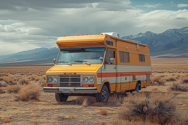 Camper nel deserto dell'Arizona Stile vintage foto tonata