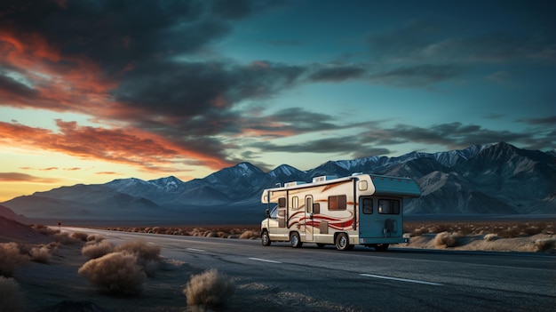 Camper RV in autostrada