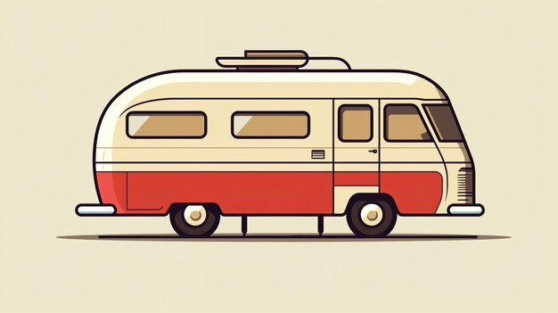 Camper van bistecca stile linea logo semplice minimalista Illustrazione della linea vettoriale del bus da surf colorato