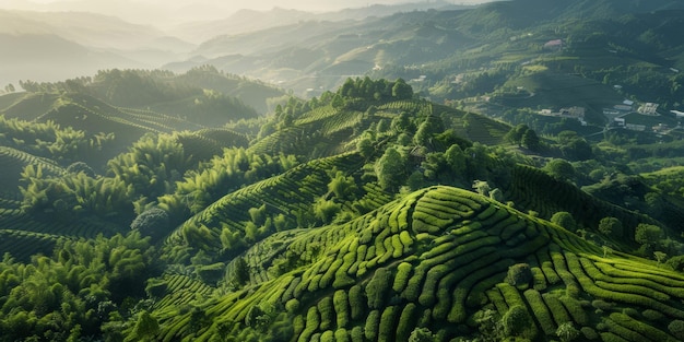 campi agricoli vista dall'occhio degli uccelli IA generativa