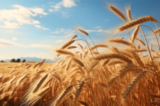 Campi d'oro di grano oscillanti nella brezza AI generativa