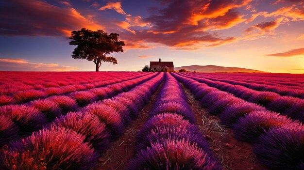 Campi di lavanda in fiore