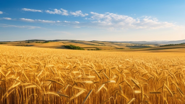 Campi ondulati di grano dorato maturato