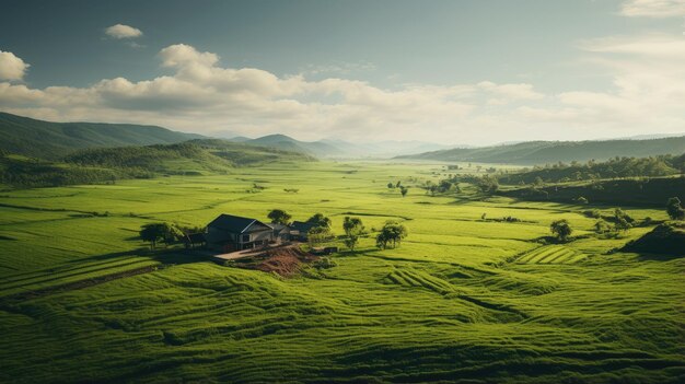 Campi verdi e paesaggio domestico