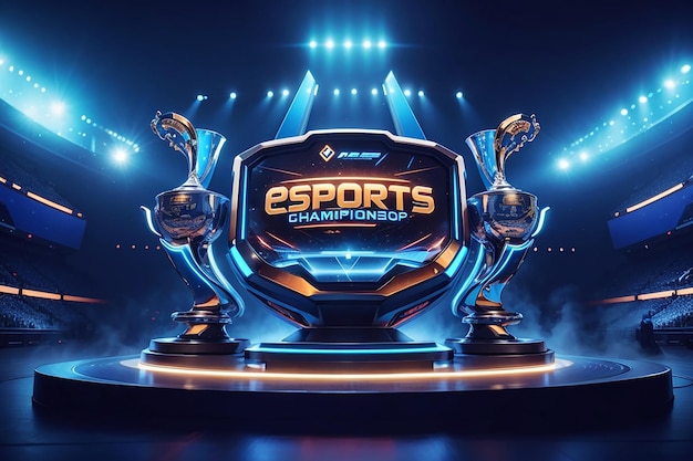 Campionato di Esports sfondo blu illustrazione 3D