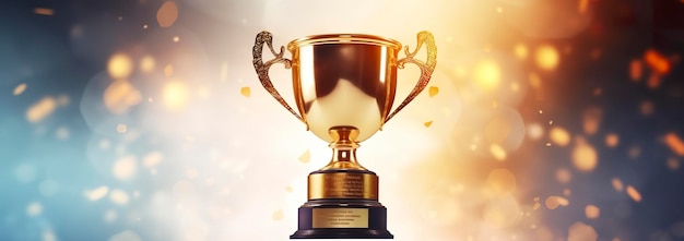 Campione del trofeo d'oro per lo sfondo del vincitore Concetto di successo e realizzazione IA generativa