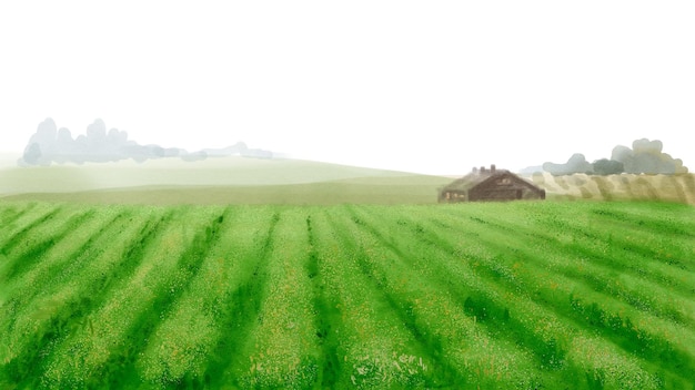 Campo agricolo bordo png acquerello sfondo trasparente