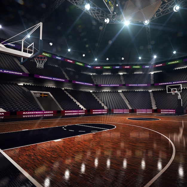 Campo da basket. arena sportiva. Rendering 3D