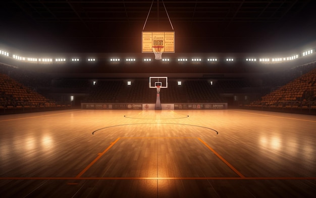 Campo da basket con fan Persone Arena sportiva Sfondo di rendering 3d fotoreale