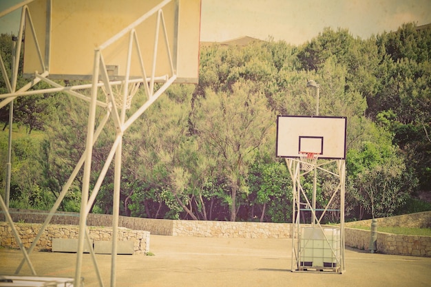 Campo da basket in effetto tono vintage