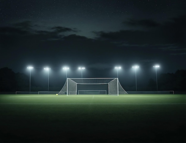 Campo da calcio illuminato di notte