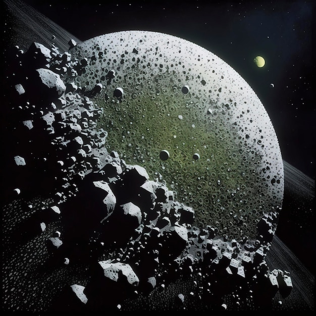 campo di asteroidi fluttuante nello spazio