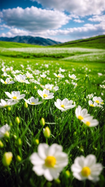 Campo di bellissimi fiori selvatici in estate Natura sfondo carta da parati