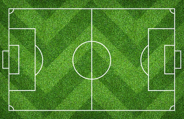 Campo di calcio o campo di calcio per lo sfondo. Prato verde per creare gioco.