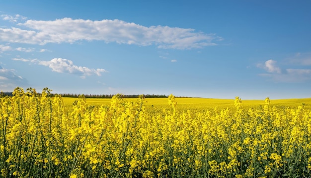 Campo di canola e cielo blu