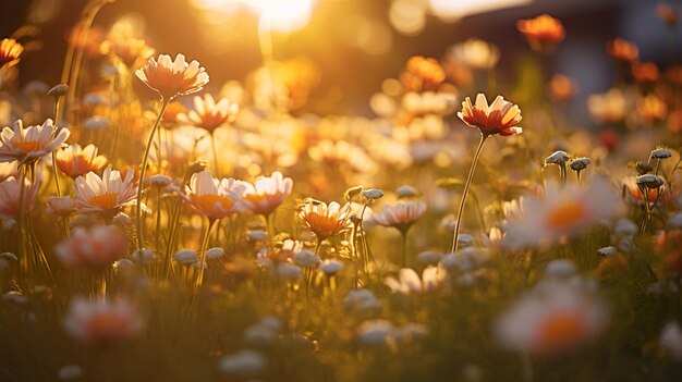 Campo di fiori al tramonto Generative Ai