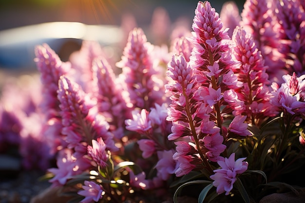 Campo di fiori alla luce del sole, giardino primaverile o estivo, fotografia pubblicitaria professionale