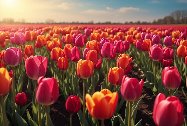 Campo di fiori di tulipano rosso